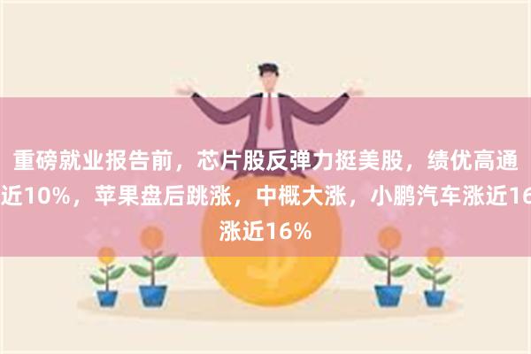 重磅就业报告前，芯片股反弹力挺美股，绩优高通涨近10%，苹果盘后跳涨，中概大涨，小鹏汽车涨近16%