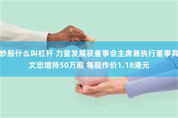 炒股什么叫杠杆 力量发展获董事会主席兼执行董事具文忠增持50万股 每股作价1.18港元